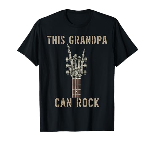 This Grandpa Can Rock On Skeleton Hand Music Band Guitar T-Shirt