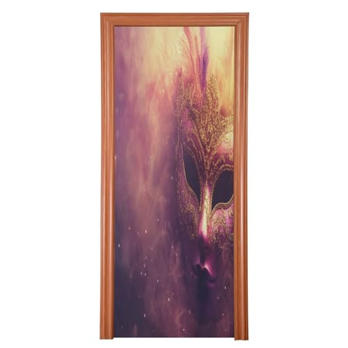 FLildon Masquerade Mask Mardi Gras Door Cover Decoration, Party Accessory Porch Decor for Festive Ornament Room Door Covers 35 x 79 Inch