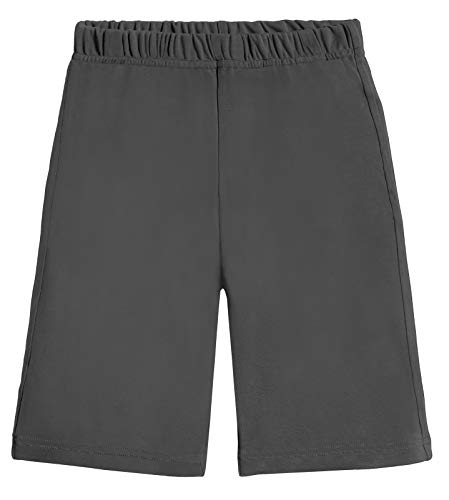 City Threads 100% Cotton Athletic Shorts for Boys Sports Camps School Running Basketball Perfect for Sensitive Skin or SPD Clothing, Charcoal, 5