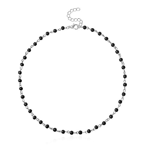collana nera FSYXK Collana con catena in cristallo nero in acciaio