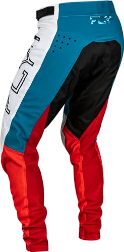 Fly Racing Calça de bicicleta jovem Rayce 2024 (vermelho/branco/azul tamanho juvenil EUA 26)