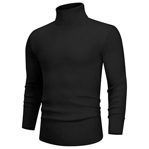 Men's Long Sleeve Turtleneck Sweater Casual Solid Color Elastic Slim Fit Warm Street Top2