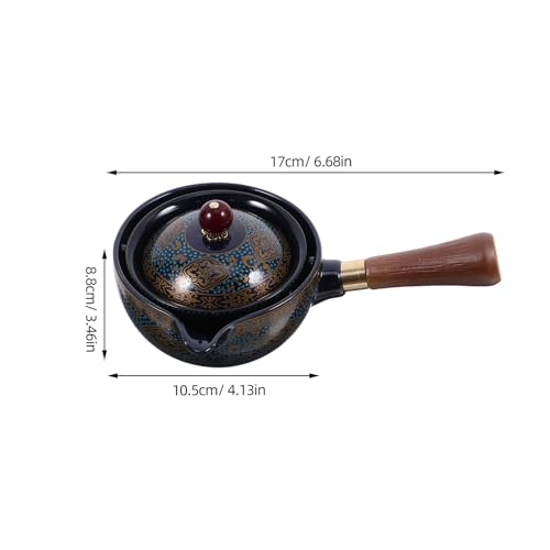 Juego de té de cerámica azul con tetera portátil e infusor integrado 3