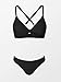 CUPSHE Bikini Set for Women Two Piece Swimsuit V Neck Knot Crisscross Low Waist Bathing Suit L, Black