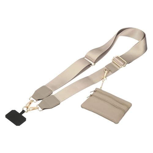 Sangle de téléphone réglable avec portefeuille et patchs antivol PATIKIL abricot
