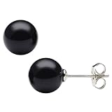 Ohrstecker Stecker mit Onyx schwarz 8mm 925 Silber rhodiniert Ohrschmuck Unisex