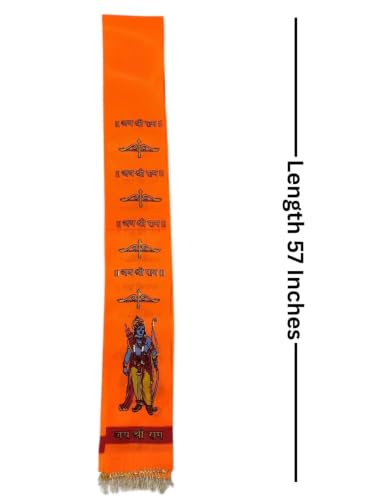Image of BookMyCostume Religious & Spiritual Decoration Collection - Saffron Flags, Bunting Ladi, & Ethnic Stoles - Devotional Accessories for Temple, Festivals, Puja, Rallies & Daily Rituals