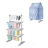 Neo Electric Heated Clothes Drying Rack 3 Tier Foldable Aluminium Laundry Airer with Cover Indoor Dryer
