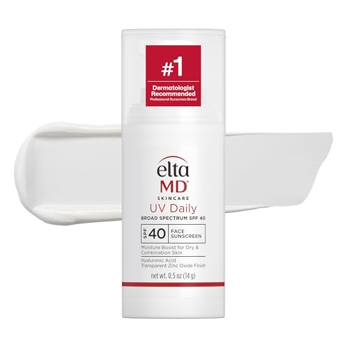 EltaMD UV Daily SPF 40 Face Sunscreen Moisturizer with Zinc Oxide, Daily Face Moisturizer with SPF, Sunscreen, 0.5 oz Pump