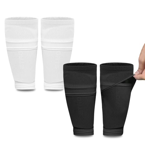 ATHCISE 2 Pairs Kids Youth Soccer Shin Guard Sleeves with Optimized Insert Pocket, Shin Pad...