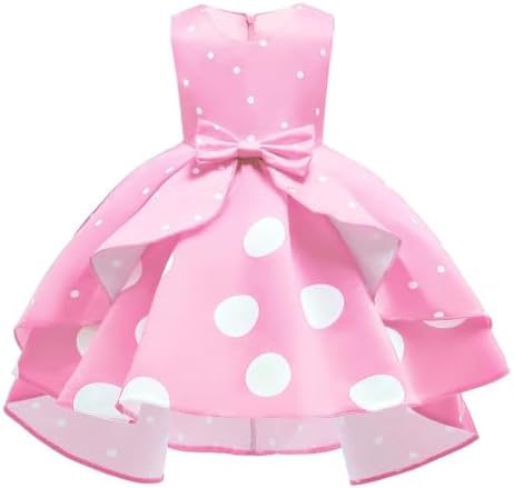 Dressy Daisy Girls Pink Polka Dot Party Dress, Size 5-6