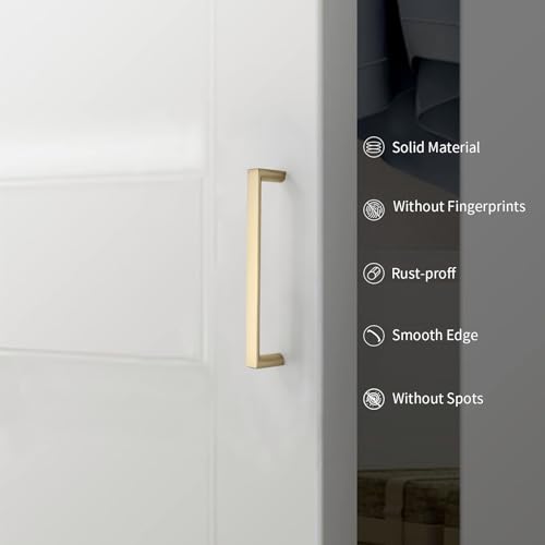 Image of 10 Pack 5 Inch(128mm) Kitchen Cabinet Handles Brushed Gold Cabinet Pulls Kitchen Cabinet Hardware Drawer Pulls for Dresser Cupboard Wardrobe
