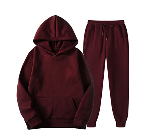 Survêtement Homme Ensemble Deux Pièces Casual Costume Capuche Pantalon Automne Hiver M
