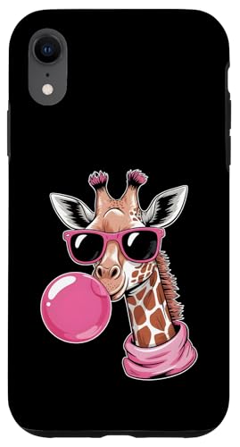 Funny Girafe Pink Bubble Gum and Pink Lunettes de soleil Coque pour iPhone XR