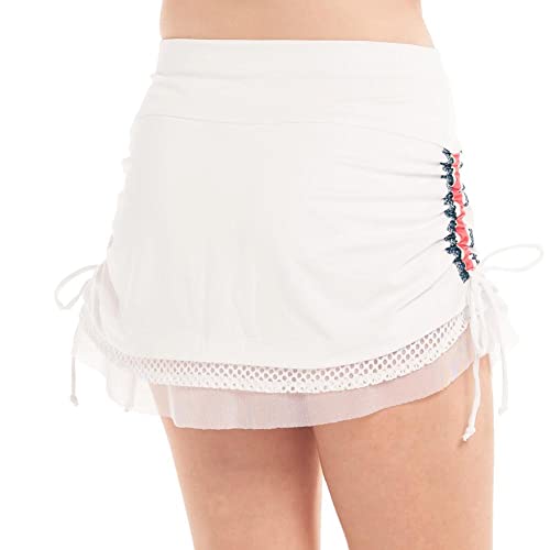 Lucky In Love Girls` Royale Stripe Ruche Tennis Skort With Pocket White #TOP3