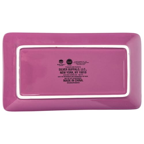 Image of Silver Buffalo Sanrio Hello Kitty and Friends Badtz-Maru Japanese Roe Purple Ceramic Sushi Set with Dipping Sauce Dish and Matching Chopsticks