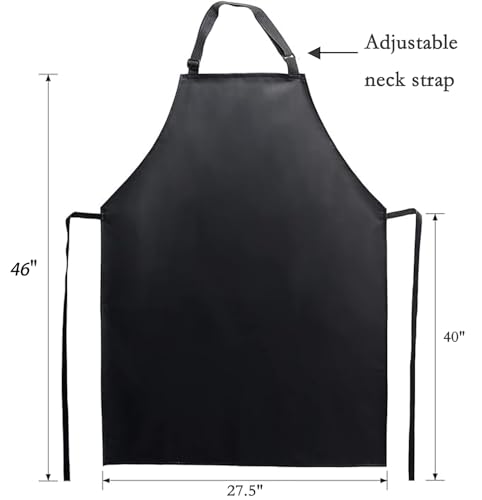CHAMSUREUK 2 Pack 46" Waterproof Rubber PVC Apron Adjustable Aprons for Men HEAVY Duty Chemical Resistant Work Apron Extra Long Aprons for car wash Lab Butcher Cooking Kitchen BBQ