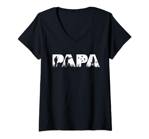 Mujer Camiseta de Papá Cazador de Patos, Papá Divertido Padre Caza de Patos Camiseta Cuello V