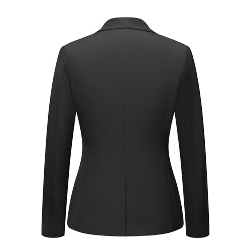 Women\'s 2 Piece Pant Suit Dressy Business Casual Outfits Notched Collar Blazer Professional Pantsuits Set for Work Office Black - Thumbnail 2