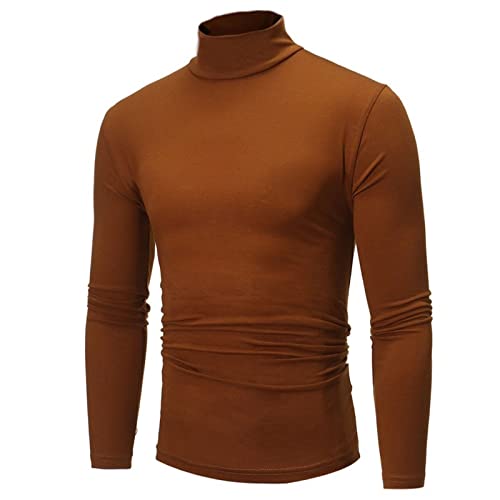 Mens Winter High Collar Sweater Solid Color Fashion Fleece Thermal Basic Underwear Lightweight Slim Fit Pullover - Main Image