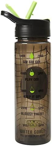 Polar Gear Football Water Tracker Bottle with Straw Reusable Kids 600ml PP in Green & Black Official Merchandise BPA Free & Recyclable Plastic For School Nursery Sports Picnic
