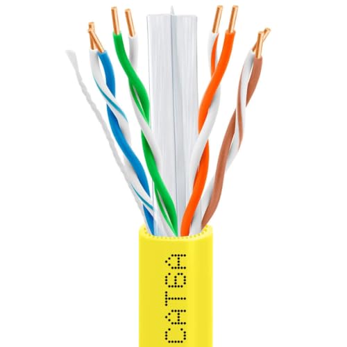 1000ft Cat 6A Riser Ethernet Cable Yellow | 10G, CMR, 23AWG | Bare Copper