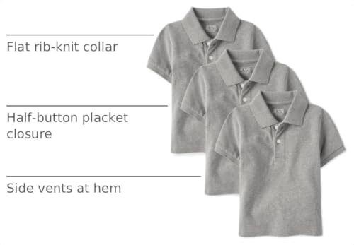 The Children's Place Baby Boy's Multipack Short Sleeve Pique Polos, Smoke 3-Pack — view 2