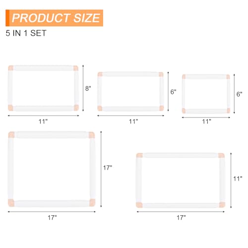 Image of PATIKIL 5 in 1 17 inchx17 inch,17 inchx11 inch,11 inchx8 inch , 11 inch x6 inch ,8 inch x6 inch Square Embroidery Hoop Cross Stitch Hoops Frames Cross Stitch Hoop Embroidery Snap Frame DIY Sewing Tools, Beige