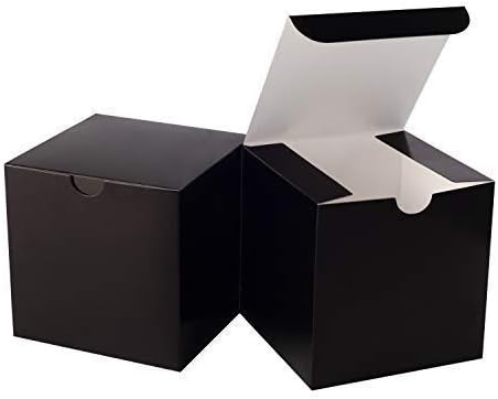 GEFTOL Small Black Gift Box 50 Pack 4 x 4 x 4 inches Fold Box Easy Assemble Paper Gift Box Bridesmaids Proposal Box for Bridal Birthday Party Christmas(Black)