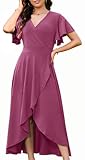 Actcat Damen Abendkleider Elegant für Hochzeitleid Midi Länge Hochzeitsgast Kleid Damen Elegant