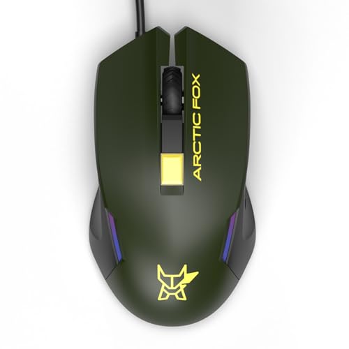 Arctic Fox Wired USB Gaming Mouse with Breathing Lights and DPI Upto 3600 (Forest Olive)