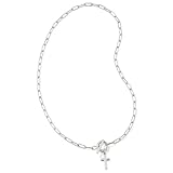 Kendra Scott Cross Link and Chain Necklace, Rhodium-Plated, Fashion Jewelry for Women