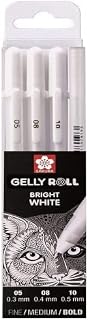 Sakura Gelly Roll White, 4 Bright White Pens in a Case, Mix-Size 05/08/08/10