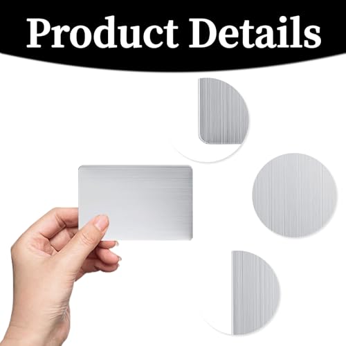 10 Stück Metall Visitenkarte 85 x 55 mm 0.85 mm Dicke Edelstahl Visitenkarten Rohlinge Namenskarte Lasergravierte Edelstahl Visitenkarten Blanko für Haus Büro Kunden DIY Geschenkkarten