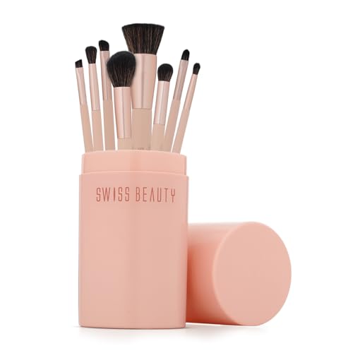 Image of Swiss Beauty Take Me Anywhere 8-in-1 Makeup Brush Set | Compact Travel-Friendly Brush Kit | Soft Synthetic Bristles | Multi-Functional | Durable & Lightweight | Flawless Application | PETA Certified | 8Pcs