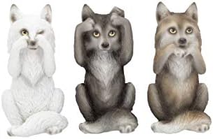 Nemesis Now B4472N9 Three Wise Wolves 10cm Figurine, Resin, Grey, One Size