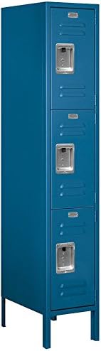 Salsbury Industries 63158BL-U Triple Tier 12-Inch Wide 5-Feet High 18-Inch Deep Unassembled Standard Metal Locker, Blue