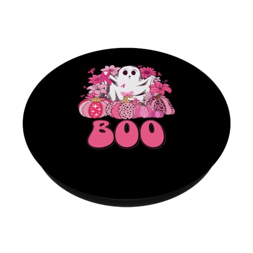 Funny Scary Cool Pink Halloween Breast Cancer Support PopSockets Swappable PopGrip, Black - Image 2