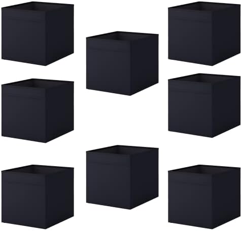 MAC Storage Box, This velvety fabric box adds a sense of softness to your storage | 33x38x33cm | (8 Pack, Dark grey)