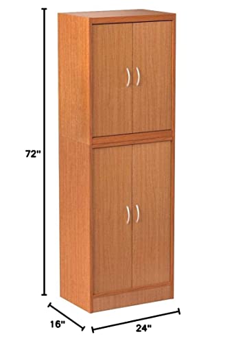 Hodedah 4 Door Kitchen Pantry With Four Shelves, Cherry #TOP2