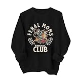 Veste chaude pour femme - Sweat à capuche taille 44 pour femme - Fermeture éclair surdimensionnée - Pull long pour femme - Sweat zippé pour femme - Sweat à capuche surdimensionné pour femme - Sweat à capuche zippé pour femme - Pull à capuche zippé pour femme - Pull à capuche en coton graphique pour femme