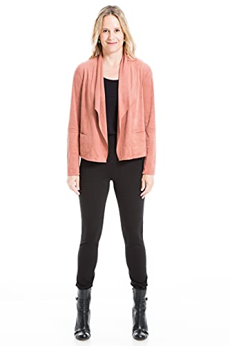 Max Studio Women s Faux Suede Open Front Jacket, Cedar Wood, Large