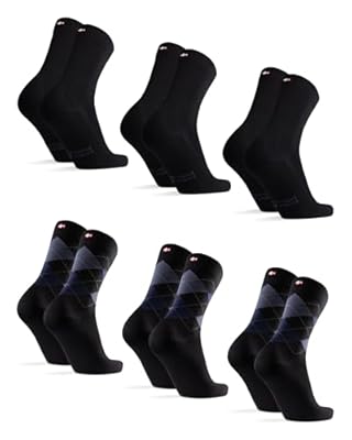 DANISH ENDURANCE Calcetines Casuales de Bambú Unisex, 6 Pack, Multicolor (3x Negro, 3x Rombos Azules), 39-42 | Ya disponible en tu tienda friki favorita! En mundofriki.es!