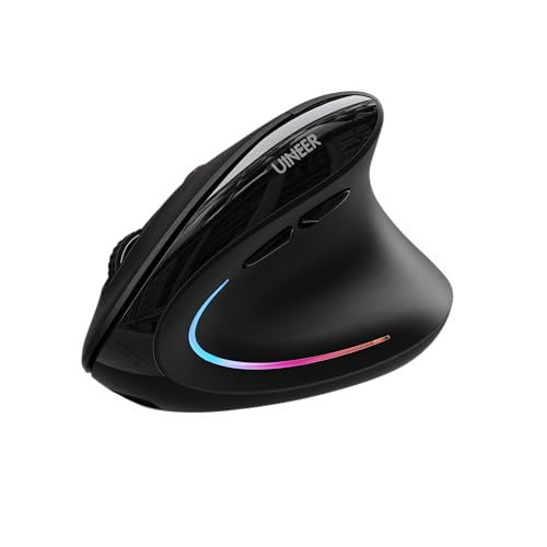 Uineer Ergonomic Mouse, Wireless Bluetooth Rechargeable Vertical Mouse, 7 Color LED, 4 DPI...