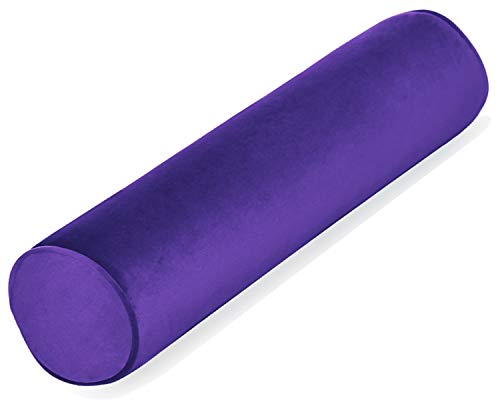 Tinbolunce Memory Foam Round Neck Pillow for Sleeping, Neck Pain Relief, Side Back Stomach Sleeper, Car or Office Chair Sofa,Cervical Bolster Length 24" x 6" Diameter (Purple)