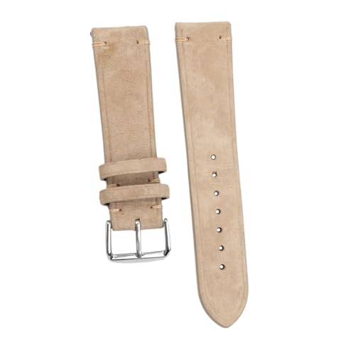 Bracelet de montre 20 mm cuir beige, création artisanale minimaliste haut de gamme
