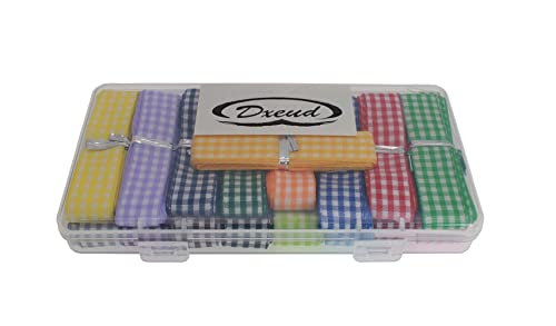Dxeud 34 Yards 17 Colors Gingham Ribbon Checkered Ribbon Gingham Woven Edge Ribbon For Gift Package Wrapping, Sewing, Hair Bow... (5/8 Inch) #TOP2