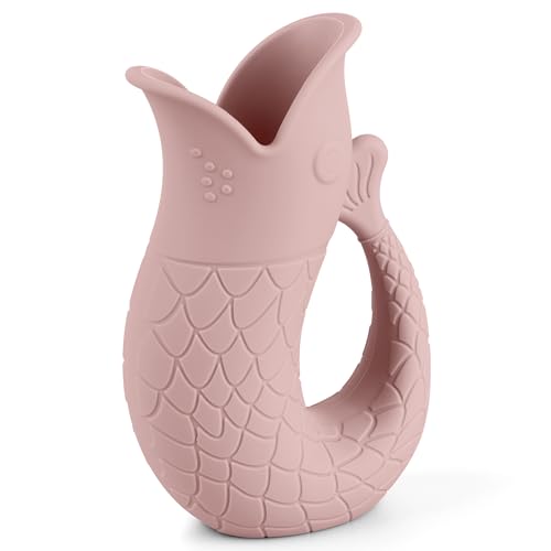 Baby Bath Rinse Cup, Silicone Shampoo Washing Rinse Cup for Kids, Bath Rinse Cup with Handle (Blush)