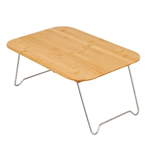 Mesa de camping portátil – Escritorio plegable de madera compacto muebles de exterior para caravana, patio, viajes, barbacoa, balcón, playa, jardín, ligero y