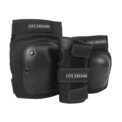 Kit de Proteção Patins Skate Bicicleta Completo Joelheira Cotoveleira Munhequeira Life Dreams (G)
